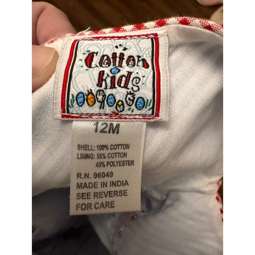 Cotton Kids Seersucker Crab Dress & Bloomers 12M Nautical Blue White Striped